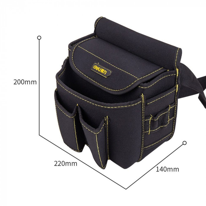 Поясная сумка монтажника Deli DL-P4 220 x 200 x 140мм, 6 карманов, ткань Оксфорд 600D