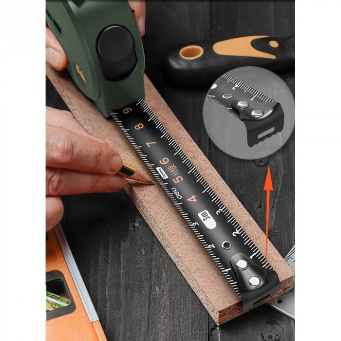 Рулетка Home Series Green HT8316L 3м х 16мм, эксклюзивный дизайн, корпус - высококачественный софттач пластик