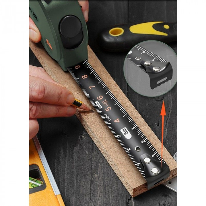 Рулетка Home Series Green HT8519L 5м х 19мм, эксклюзивный дизайн, корпус - высококачественный софттач пластик