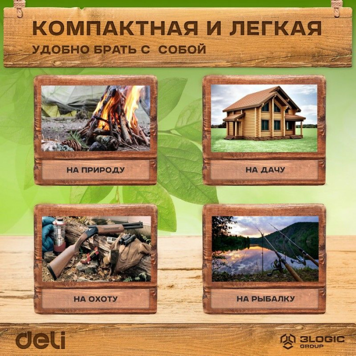 Садовая пила складная Deli DL6006 180мм, сталь 65MN, шаг зубьев 7 TPI, обрезиненая ручка, шлифовка зубов с 3-х сторон, двухрядное распределение кромок