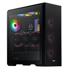 Корпус XPG DEFENDER BLACK [DEFENDER-BKCWW] (Midi-Tower, черный, TG, 120mm fan*3)