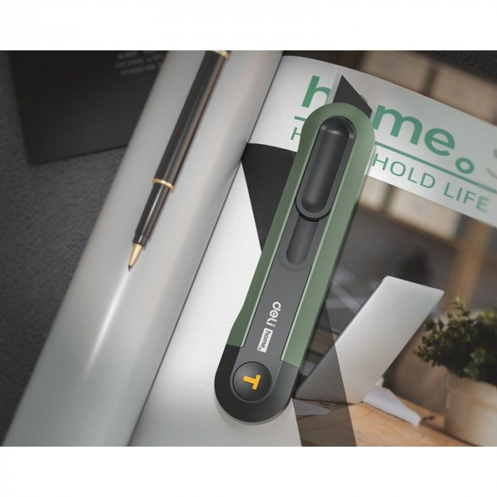 Набор технических ножей 'Home Series Green' Deli HT4003L (ножи 9мм+18мм+Т-образный), эксклюзивный дизайн, корпус из высококачественного софттач пластика