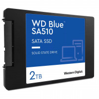 Твердотельный накопитель SSD WD Blue WDS200T3B0A 2TB 2.5'    Client SATA 6Gb/s, 560/530, IOPS 95/84K, MTBF 1,75M, 3D NAND TLC, 500TBW, Retail (856315)