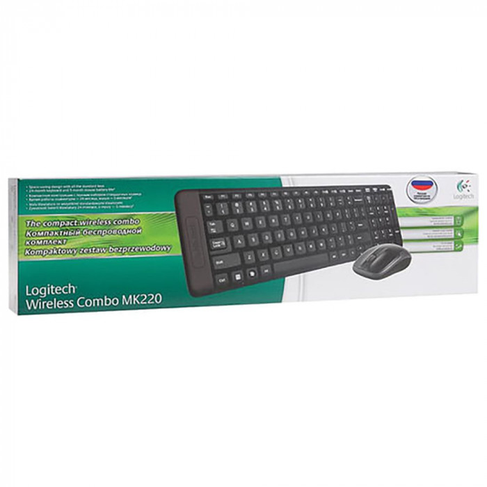 Комплект клавиатура и мышь Logitech  MK220 |920-003169| Комплект беспроводной Logitech MK220 {8}, (029927)