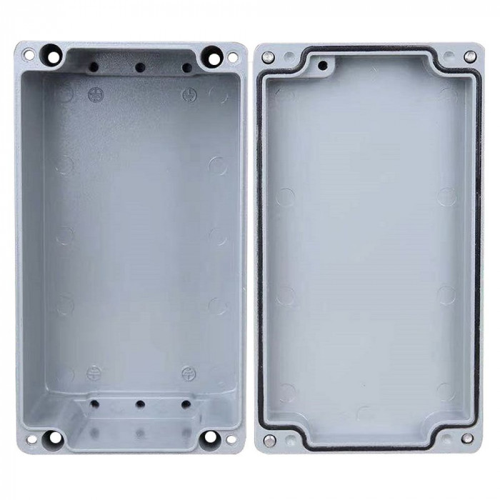 Корпус ACD XG387  Metal case IP65, 200*120*80mm, металлический, 3 отверстия (28 + 28 + 23мм) с резиновыми заглушками, цвет серебристый, совместим с Raspberry Pi 3B, 3B+, 4, Orange Pi {12}