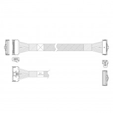 Кабель L285MM004-SD-R     Cable MCIO x8 74P (прямой Straight Type)  -TO-  MCIO x8 74P (угловой Right Angle) , 85 Ohm, L:80cm