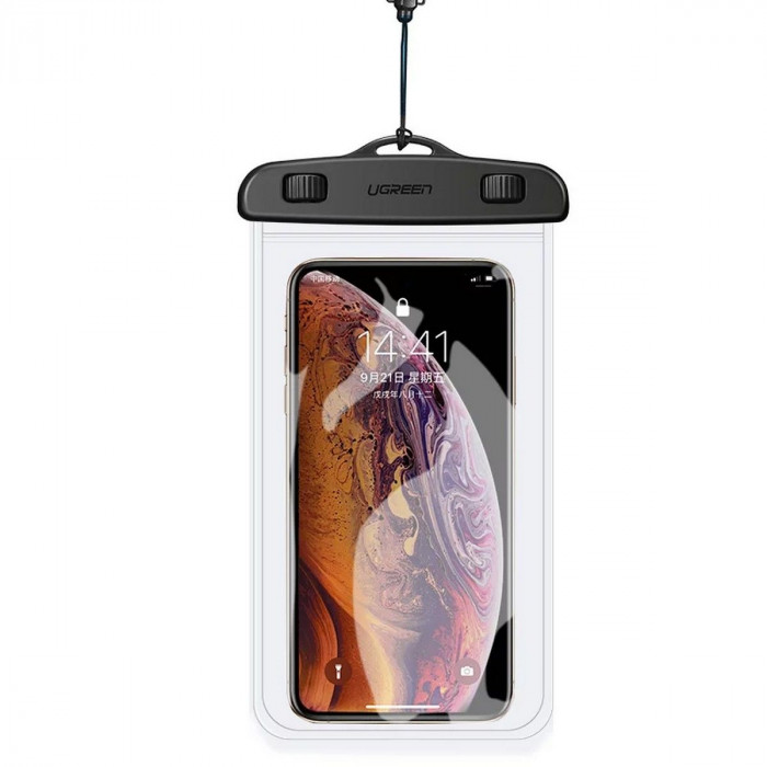 Чехол водонепроницаемый UGREEN LP186 (60959) Waterproof Phone Pouch для телефона.  Цвет: черный/прозрачный