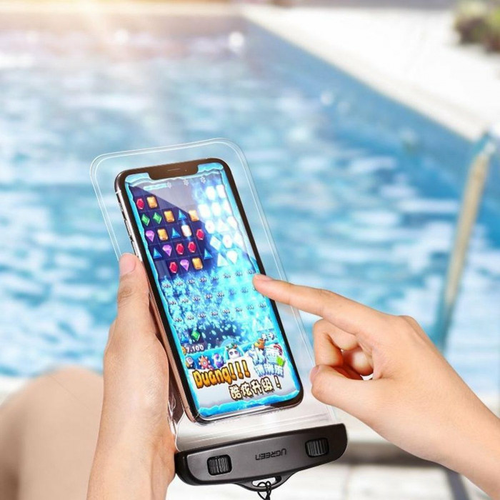 Чехол водонепроницаемый UGREEN LP186 (60959) Waterproof Phone Pouch для телефона.  Цвет: черный/прозрачный