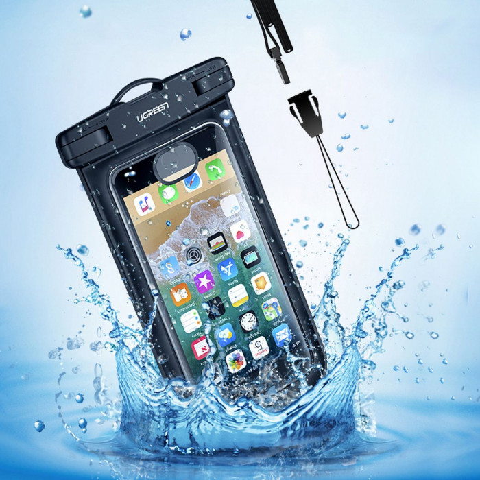 Чехол водонепроницаемый UGREEN LP186 (60959) Waterproof Phone Pouch для телефона.  Цвет: черный/прозрачный