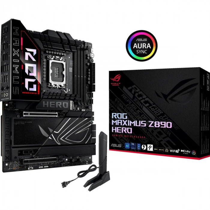 Материнская плата ASUS ROG MAXIMUS Z890 HERO LGA1851 ATX 4xDDR5 2xPCIEx16 PCIEx1 6xM.2 2xThunderbolt USB-C HDMI 2.5GLAN 5GLAN Wi-Fi 7