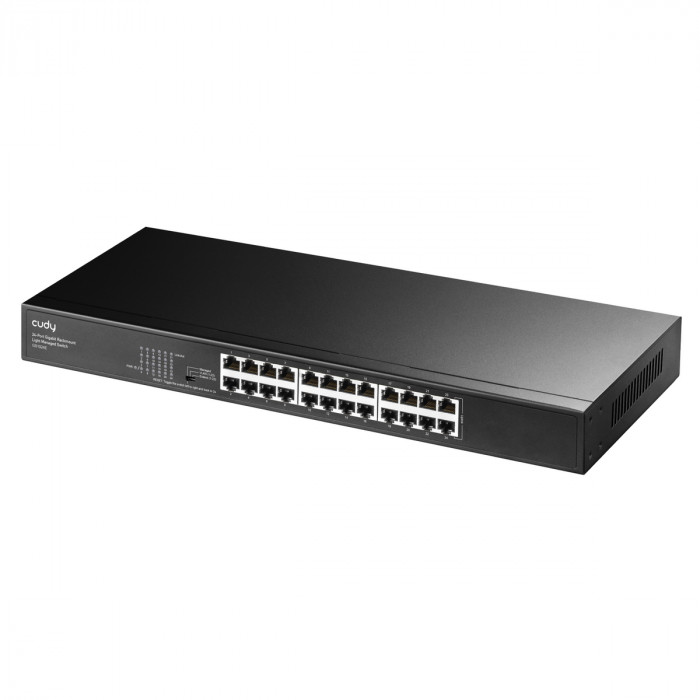 Коммутатор CUDY 24-Port Gigabit Rackmount Light Managed Switch 24-Port Gigabit Rackmount Light Managed Switch 24 Gigabit RJ45 Ports,  19-inch Rack-mountable Steel Case(Rack-Mount kits included), Power Saving, Plug & Play, Managed/VLAN/Extend working mode 