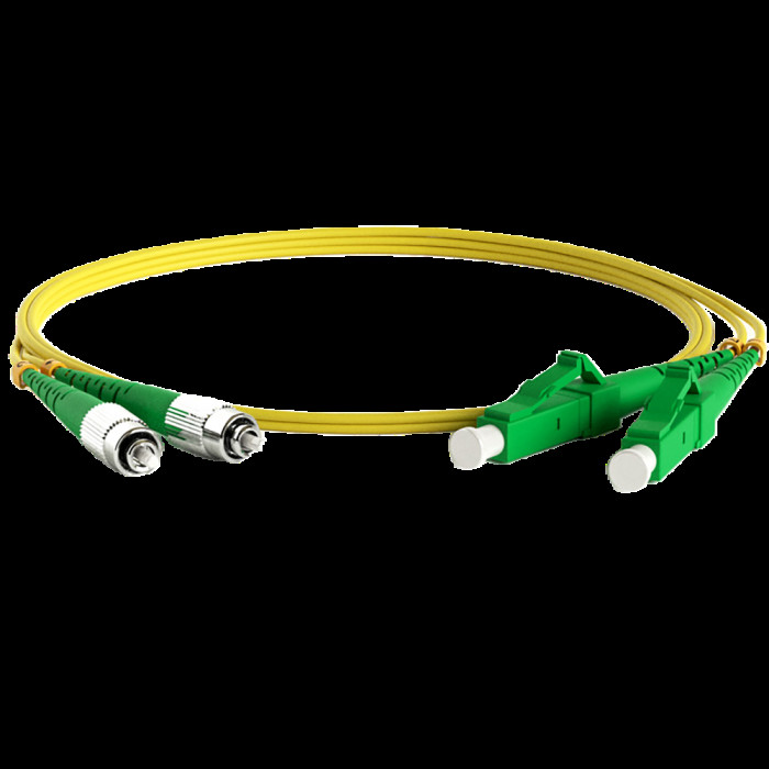 Кабельная сборка Hyperline FC-D2-9-FC/AR-LC/AR-H-2M-LSZH-YL Патч-корд волоконно-оптический (шнур) SM 9/125 (OS2), FC/APC-LC/APC, 2.0 мм, duplex, LSZH, 2м
