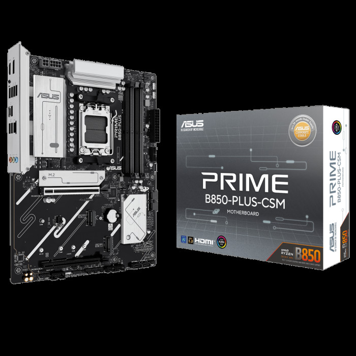 Материнская плата ASUS PRIME B850-PLUS-CSM AM5 ATX 4xDDR5 2xPCIEx16 3xM.2 USB-C DP HDMI 2.5GLAN