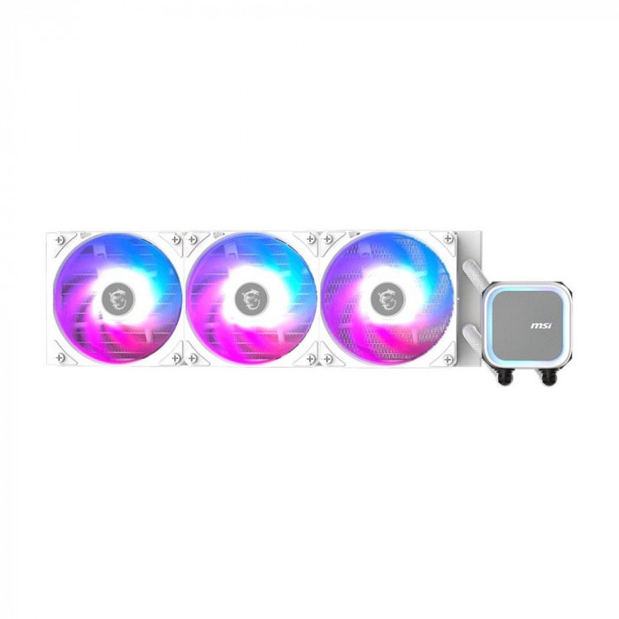 Жидкостная система охлаждения MSI MAG CORELIQUID A13 360 White 3 x ARGB Gen2 Fan, ARGB Gen2 Block, Color Box, LGA1700, 1851, AM5