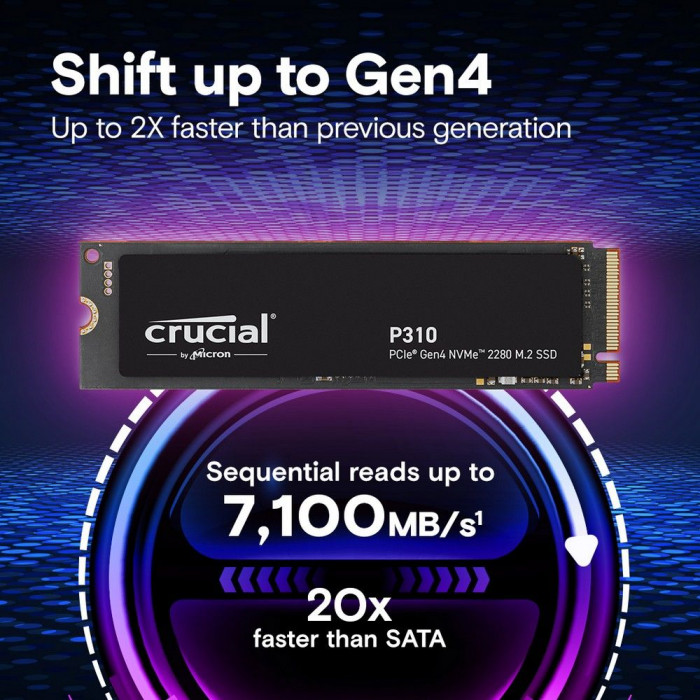Твердотельный накопитель SSD Crucial P310 4TB PCIe Gen4 NVMe 2280 M.2 SSD CT4000P310SSD8