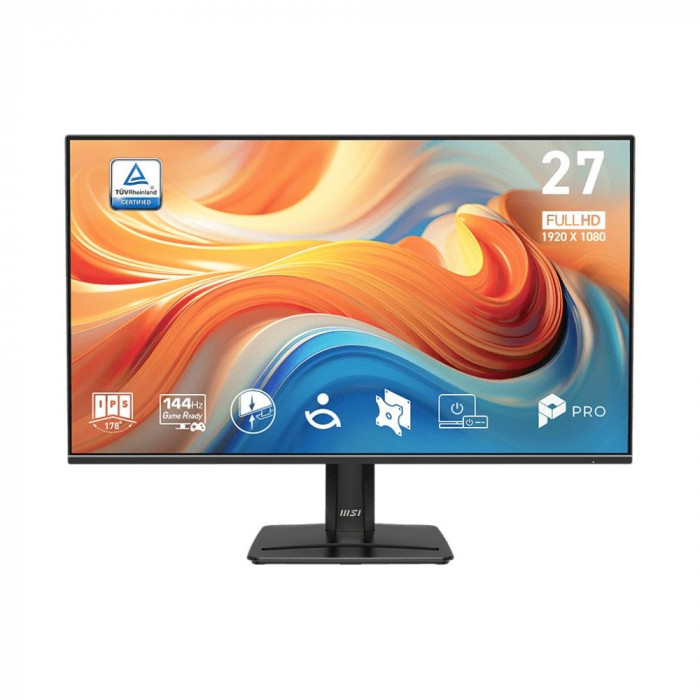 Монитор 27' MSI PRO MP271 E14A  IPS, 1920x1080, 144Hz, 4ms, 300сd/m, 1500:1, HDR | VGA, HDMI(2.0), DP(1.2a) | , InPSU, Speakers, Vesa 100, Black