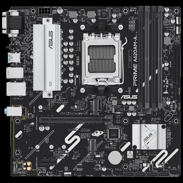 Материнская плата ASUS PRIME A620AM-A-CSM AM5 mATX 4xDDR5 PCIEx16 PCIEx1 2xM.2 DP HDMI VGA GLAN