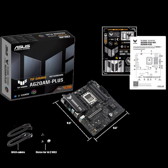 Материнская плата ASUS TUF GAMING A620AM-PLUS AM5 mATX 4xDDR5 PCIEx16 PCIEx1 2xM.2 2xDP HDMI 2.5GLAN
