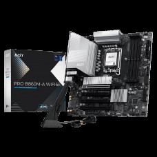 Материнская плата MSI PRO B860M-A WIFI6E B860, LGA1851, 4*DDR5, 4*PCIEx16, 3*M.2, 2*TypeC, 1*USB3.2Gen2, 6*USB3.2Gen1, 6*USB2.0, 4*SATA3.0, 5G, Type-C(DP), DP, HDMI, M-ATX, RTL