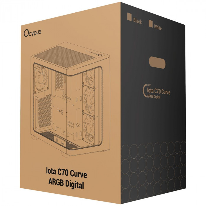 Корпус для ПК Ocypus Iota-C70-BKD400CD-GL Case Iota C70 BK Curve ARGB Digital ATX / win / black /