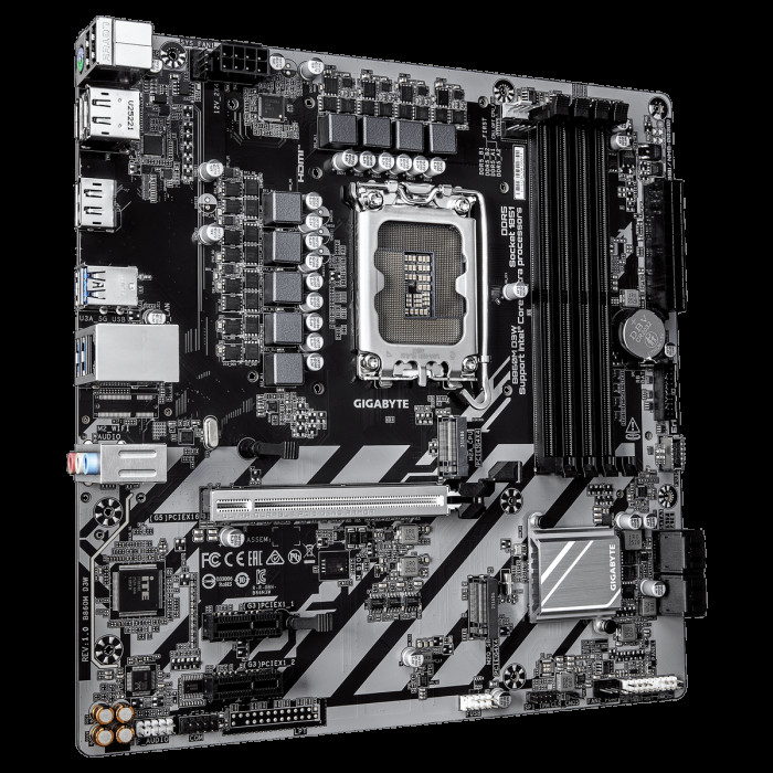 Материнская плата Gigabyte B860M D3W B860, LGA1851, 4*DDR5, 1*PCIEx16, 2*PCIEx1, 2*M.2, 1*TypeC, 5*USB3.2Gen1, 5*USB2.0, 4*SATA3.0, 1G, 2*DP, HDMI, M-ATX, RTL