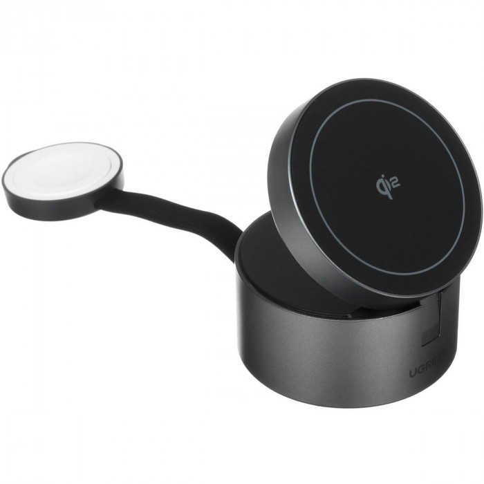 Беспроводное зарядное устройство UGREEN W712 (65148) 3-in-1 Magnetic Qi2 Wireless Charger 15W EU. Цвет: серый космос