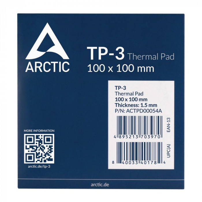 Термопрокладка Arctic Cooling Thermal pad  100x100mm, 1,5mm TP-3 (ACTPD00054A)