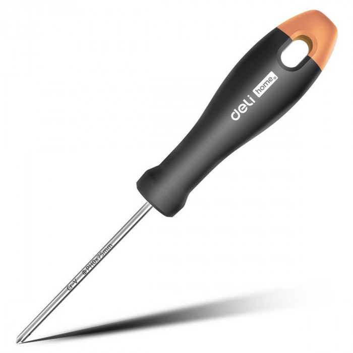 Крестовая отвертка 'Home Series Gray' Deli HT1203C PH0x75мм  Эксклюзивный дизайн, рукоятка из высококачественного софттач пластика