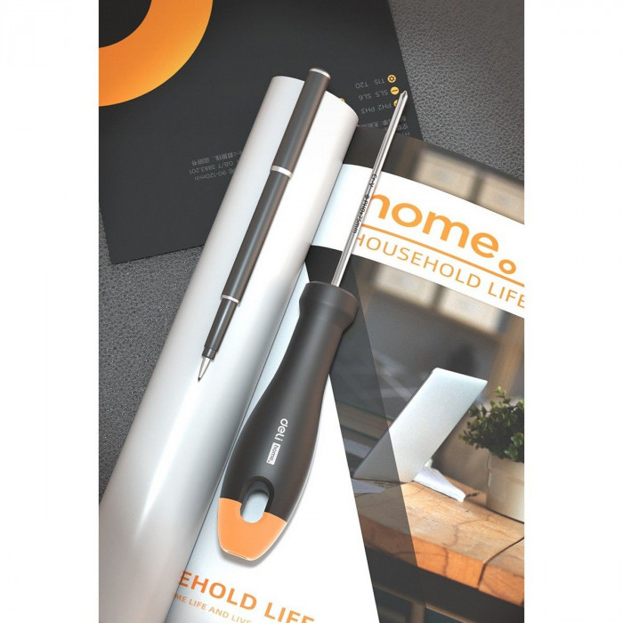 Крестовая отвертка 'Home Series Gray' Deli HT1203C PH0x75мм  Эксклюзивный дизайн, рукоятка из высококачественного софттач пластика
