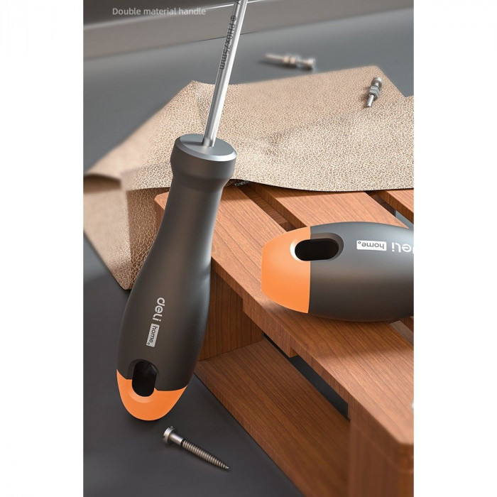Крестовая отвертка 'Home Series Gray' Deli HT1203C PH0x75мм  Эксклюзивный дизайн, рукоятка из высококачественного софттач пластика