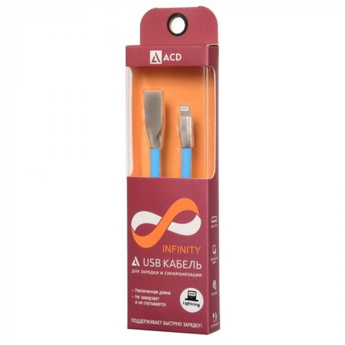 Кабели USB ACD USB кабель ACD-Infinity Lightning ; USB-A TPE, 1.2м, синий (ACD-U922-P5L)