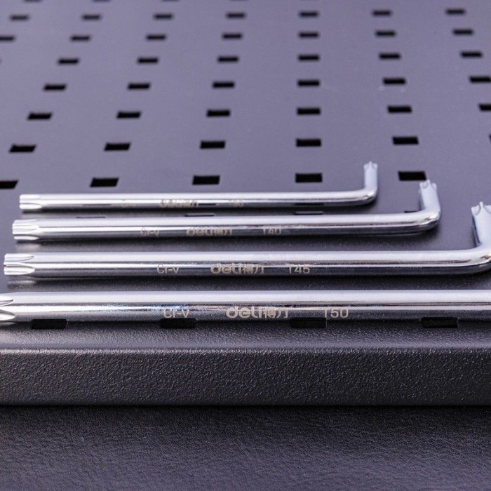 «Набор шестигранных ключей «TORX' сверхдлинных Deli DL3091 9шт размеры Т10,Т15,Т20,Т25,Т27,Т30,Т40,Т45,Т50, пластиковый держатель