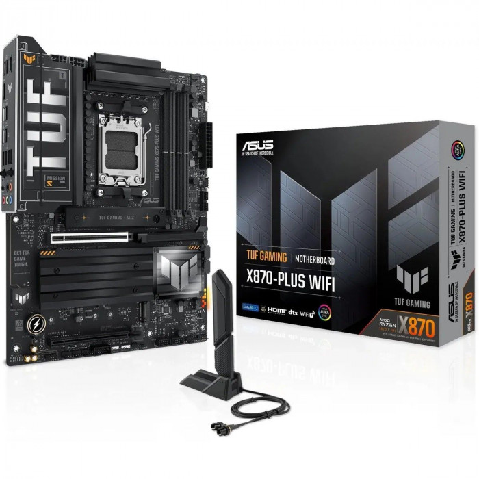Материнская плата ASUS TUF GAMING X870-PLUS WIFI AM5 ATX 4xDDR5 2xPCIEx16 4xM.2 2xUSB-C HDMI 2.5GLAN Wi-Fi 7