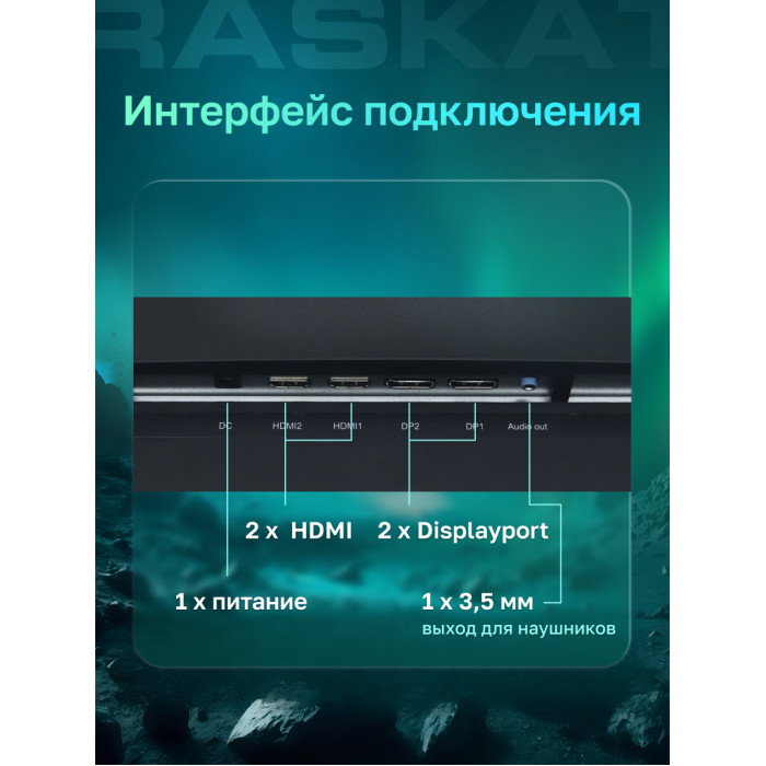 Монитор Raskat 32' I32U6D (IPS, 3840×2160, HDMI+DP+Audio output, 5 ms, 178°/178°, 1000:1, 60Hz, Black)