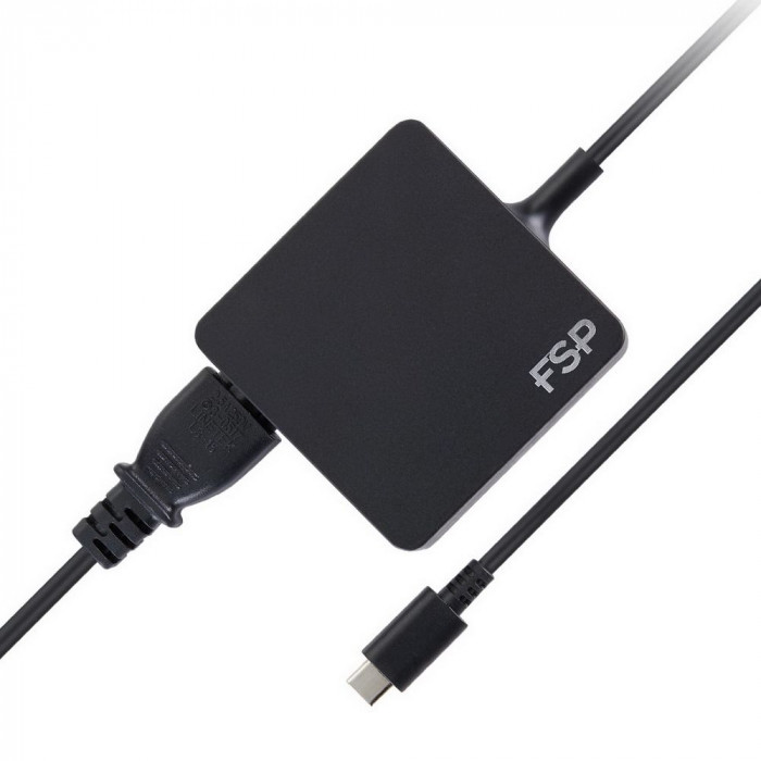 Адаптер питания FSP NB C 65W (FSP065-A1BR3) AC-DC 65W Adapter, Вход C6 (для ноутбучного кабеля), Кабель 1000мм, Выход USB Type-C, 5V/9V/12V/15V/20V автовыбор. RETAIL