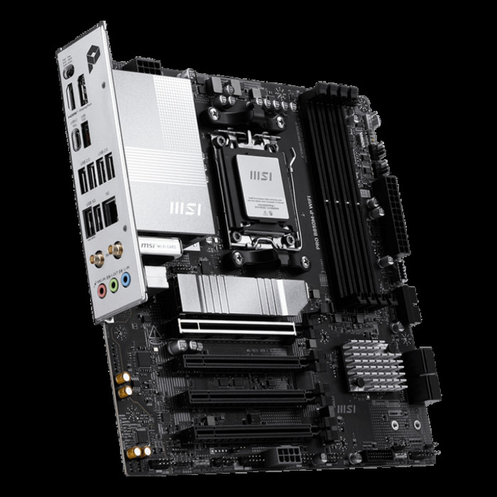 Материнская плата MSI PRO B850M-P WIFI B850, AM5, 4*DDR5, 4*PCIEx16, 3*M.2, 3*TypeC, 1*USB3.2Gen2, 5*USB3.2Gen1, 8*USB2.0, 4*SATA3.0, 5G, HDMI, ATX, RTL