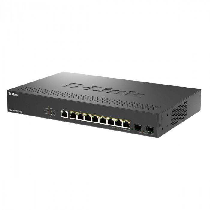 Коммутатор D-Link DGS-1210-10XP/ME/C1A Управляемый L2 коммутатор с 8 портами 10/100/1000Base-T и 2 портами 10GBase-X SFP+ (8 портов PoE 802.3af/at, PoE-бюджет 240 Вт)