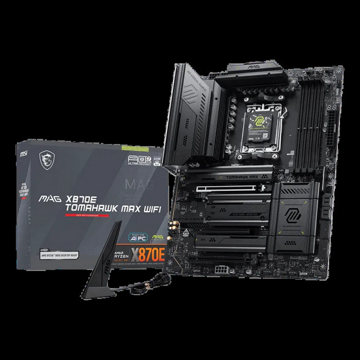 Материнская плата MSI MAG X870E TOMAHAWK MAX WIFI X870E, AM5, 4*DDR5, 3*PCIEx16, 4*M.2, 2*TypeC, 2*USB3.2Gen2, 7*USB3.2Gen1, 8*USB2.0, 4*SATA3.0, 5G, 2*Type-C(DP), HDMI, ATX, RTL