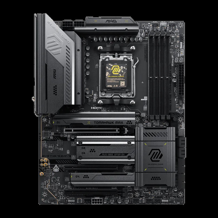 Материнская плата MSI MAG X870E TOMAHAWK MAX WIFI X870E, AM5, 4*DDR5, 3*PCIEx16, 4*M.2, 2*TypeC, 2*USB3.2Gen2, 7*USB3.2Gen1, 8*USB2.0, 4*SATA3.0, 5G, 2*Type-C(DP), HDMI, ATX, RTL