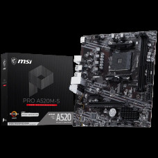 Материнская плата MSI PRO A520M-S A520M, AM4, 2*DDR4, 1*PCIEx16, 1*PCIEx1, 1*M.2, 2*TypeC, 2*USB3.2Gen2, 6*USB3.2Gen1, 6*USB2.0, 4*SATA3.0, 1G, HDMI, M-ATX, RTL