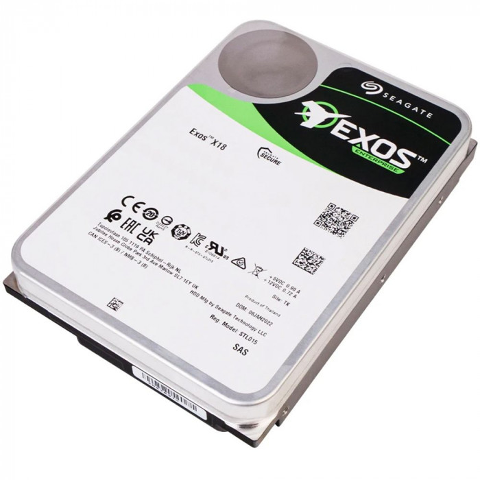 Жесткий диск серверный Seagate Exos X18 ST12000NM004J 12TB 3.5' SAS 12Gb/s, 7200rpm, 256MB, 512e/4Kn, Bulk (020398)