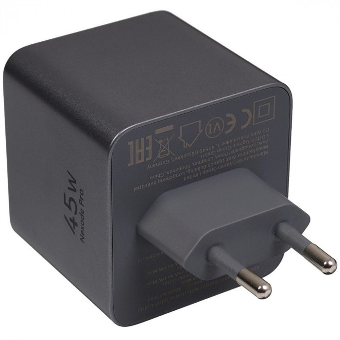 Сетевое зарядное устройство с выдвижным кабелем UGREEN X614 (65822) 45W GaN Fast Charger USB-C&USB-A with Retractable Cable USB-C. Цвет: серый космос