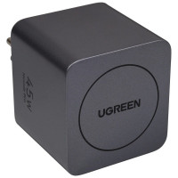 Сетевое зарядное устройство с выдвижным кабелем UGREEN X614 (65822) 45W GaN Fast Charger USB-C&USB-A with Retractable Cable USB-C. Цвет: серый космос