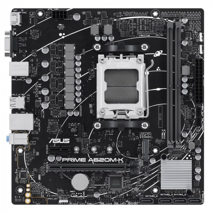Материнская плата ASUS PRIME A620M-K AM5 mATX 2xDDR5 PCIEx16 PCIEx1 M.2 HDMI VGA GLAN