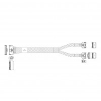 Кабель JPC P732VGB10800-1 Cable MCIO x8 74P (STRAIGHT TYPE)  -TO-  2*MCIO x4 38P (STRAIGHT TYPE) , L:80cm
