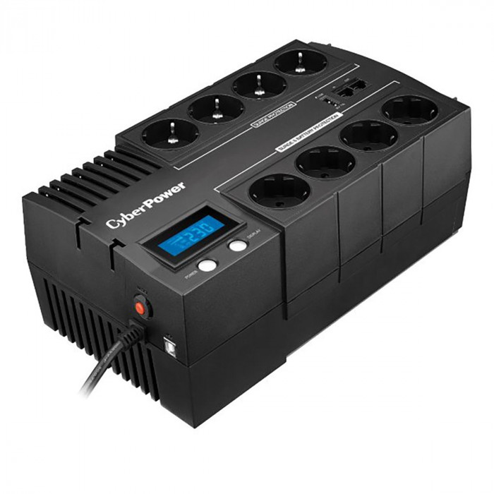 Источник бесперебойного питания ИБП Line-Interactive CyberPower BR1200ELCD 1200VA/720W USB/RJ11/45/USB charger A  (4+4 EURO)