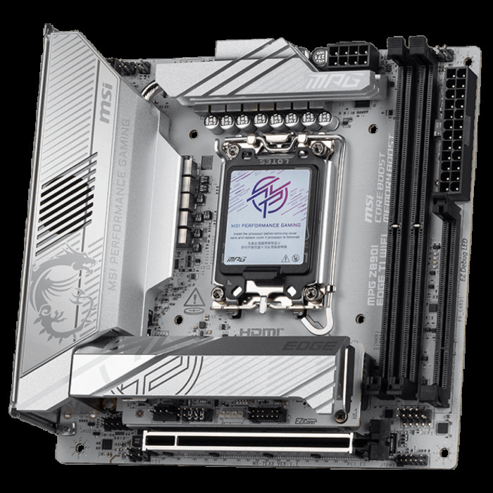 Материнская плата MSI MPG Z890I EDGE TI WIFI Z890, LGA1851, 4*DDR5, 2*PCIEx16, 1*PCIEx1, 5*M.2, 2*TypeC, 4*USB3.2Gen2, 6*USB3.2Gen1, 5*USB2.0, 4*SATA3.0, 5G, 2*Type-C(DP), HDMI, ATX, RTL