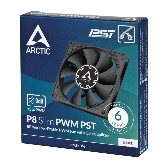 Вентилятор корпусной ARCTIC P8 SLIM PWM PST Black (ACFAN00295A)