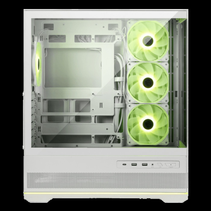 Корпус для ПК MSI MAG PANO 110R PZ WHITE, Global, 2xUSB 3.2 Gen 1, 1xUSB 3.2 Gen2 Type-C,3x120mm ARGB Reverse Blade F