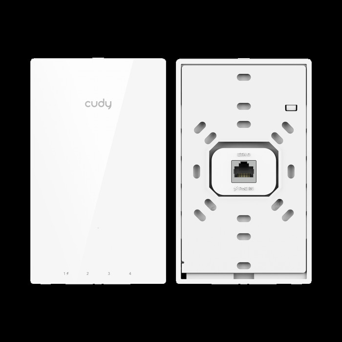 Точка доступа Wi-Fi CUDY AC1200 Gigabit Wall-Plate Access Point AC1200 Dual Band Gigabit Wall Plate Access Point,  MT7621DAN+MT7613B+MT7603E,  867Mbps at 5GHz + 300Mbps at 2.4GHz,  1 x Gigabit PoE-IN Port, 802.3af / at, 4 x Gigabit  RJ45 ports, LAN1 suppo
